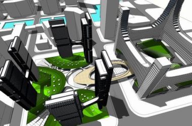 Sketchup办公模型|高层办公楼，底层商业，现代风格-BIM建筑网