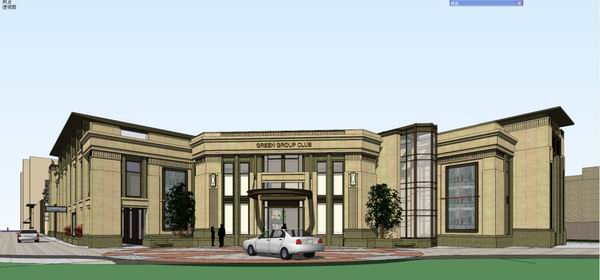 Sketchup住宅模型|多层绿地香颂售楼处，古典风格