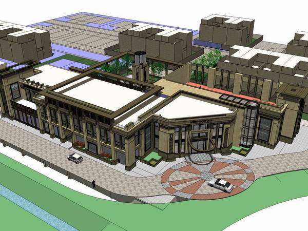 Sketchup住宅模型|多层绿地香颂售楼处，古典风格