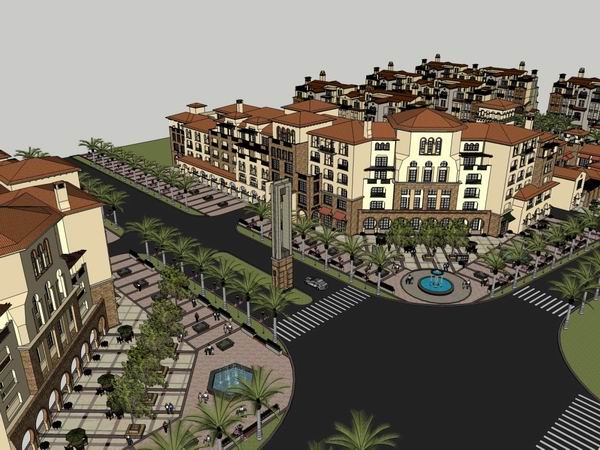 Sketchup商业模型|多层商业街，步行街，古典风格