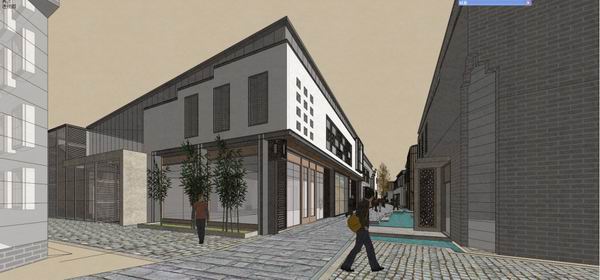 Sketchup商业模型|多层商业街，步行街，现代中式风格