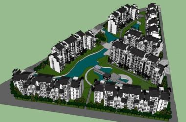 Sketchup住宅模型|多层住宅小区，现代中式风格-BIM建筑网