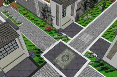 Sketchup景观模型|多层小区景观，住宅景观，现代中式风格-BIM建筑网