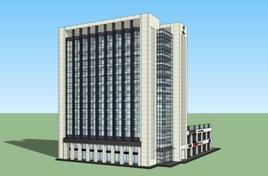 Sketchup办公模型|高层办公楼，现代风格-BIM建筑网