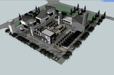 Sketchup商业模型|多层商业街，现代中式风格-BIM建筑网