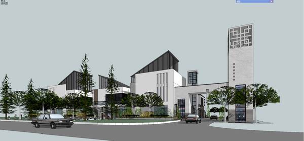 Sketchup商业模型|多层商业街，现代中式风格