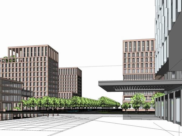 Sketchup办公模型|高层办公楼，现代风格