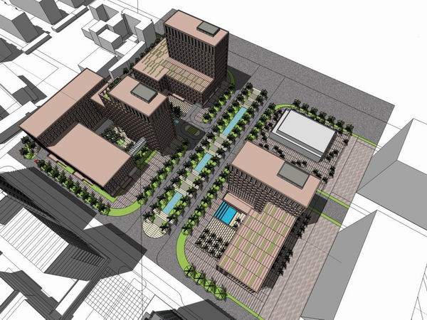 Sketchup办公模型|高层办公楼，现代风格