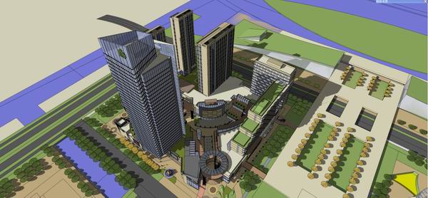 Sketchup综合体模型|高层办公楼，商业，酒店，综合体，现代风格