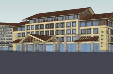 Sketchup医院模型|多层大雄县人民医院，医疗建筑，古典风格-BIM建筑网