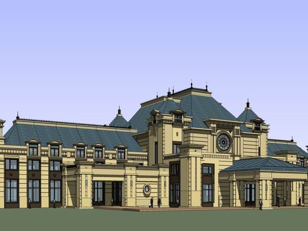 Sketchup商业模型|多层休闲商业会所，古典法式风格