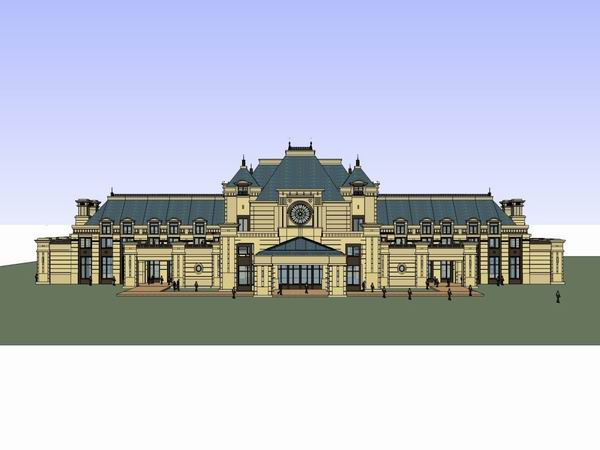 Sketchup商业模型|多层休闲商业会所，古典法式风格