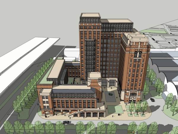 Sketchup学校模型|多层学校教学楼，校园教育建筑，古典风格