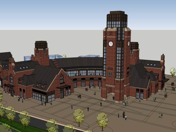 Sketchup商业模型|多层商业街，步行街，会所，现代风格