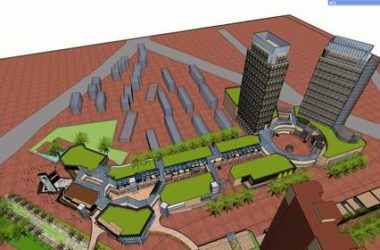 Sketchup综合体模型|多高层综合体，金科·红街高层办公楼，商业，酒店，现代风格-BIM建筑网