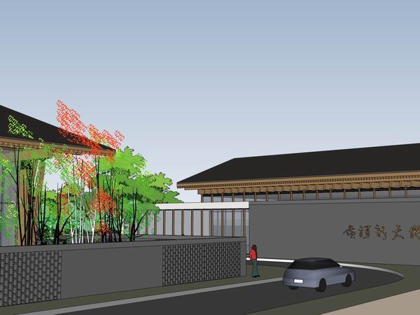 Sketchup景观模型|多层休闲景观会所景观，中式风格