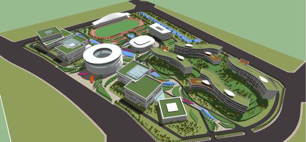 Sketchup学校模型|多层职业学校，校园教育建筑，现代风格