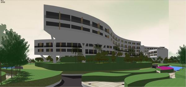 Sketchup学校模型|多层职业学校，校园教育建筑，现代风格