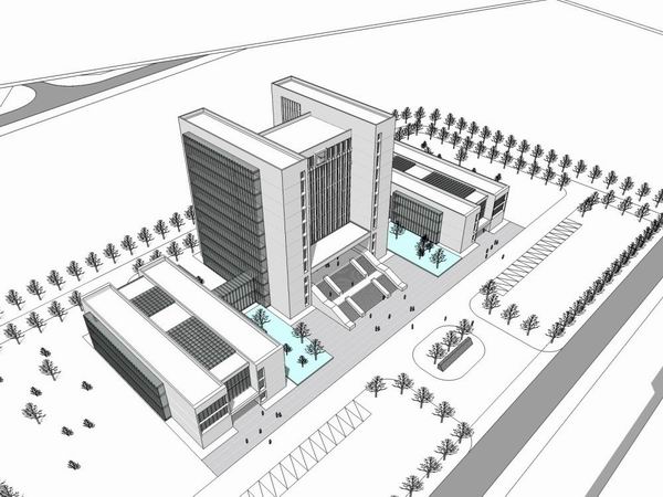 Sketchup办公模型|高层办公楼，现代风格
