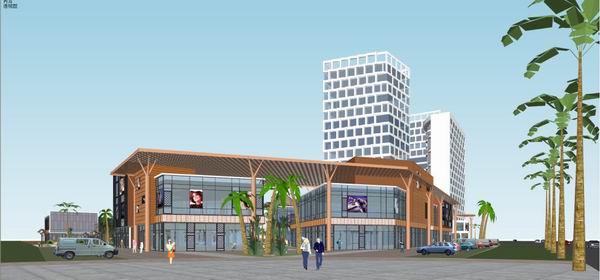 Sketchup商业模型|高层商场，东南亚现代风格