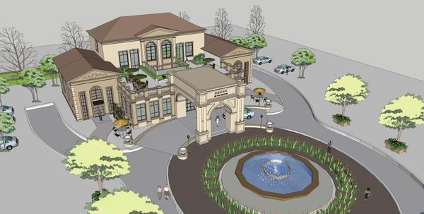 Sketchup商业模型|多层商业会所，古典风格