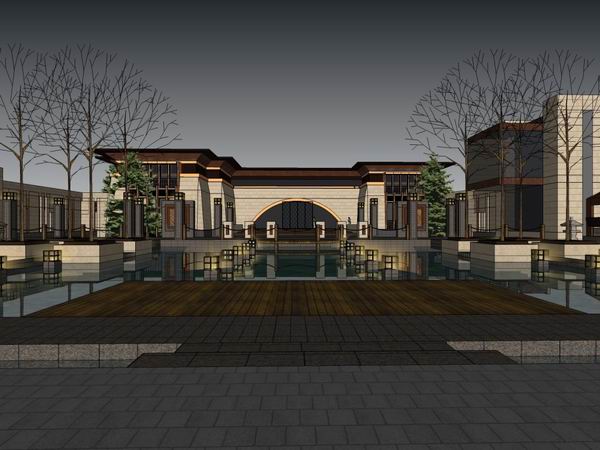 Sketchup商业模型|多层商业会所，古典风格