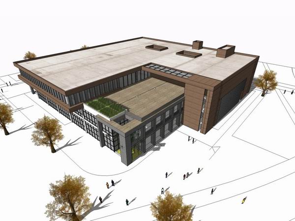 Sketchup学校模型|多层大学学校食堂，校园教育建筑，现代风格