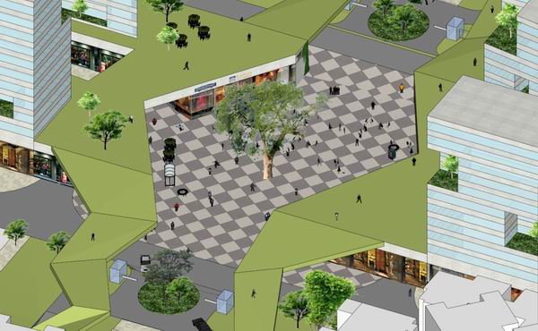 Sketchup商业模型|多层商业街，步行街，现代风格