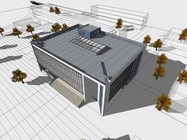 Sketchup文化模型|多层图书馆，文化建筑，现代风格