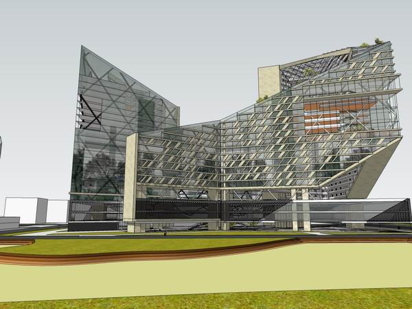 Sketchup办公模型|高层办公楼，现代风格