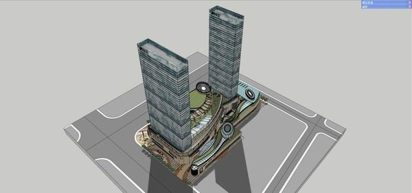 Sketchup综合体模型|超高层办公楼，商业，酒店，综合体，现代风格