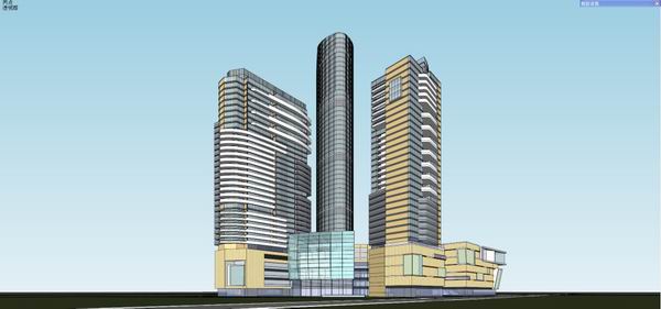 Sketchup综合体模型|超高层办公楼，商业，酒店，综合体，现代风格