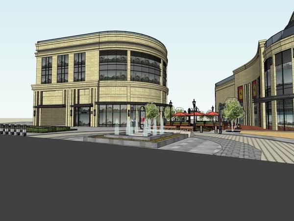 Sketchup商业模型|多层商业街，步行街，简欧古典风格