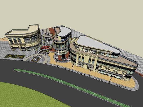 Sketchup商业模型|多层商业街，步行街，简欧古典风格