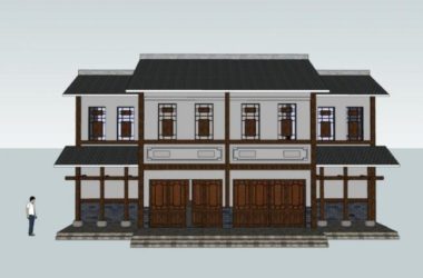 Sketchup住宅模型|多层民居，中式风格-BIM建筑网
