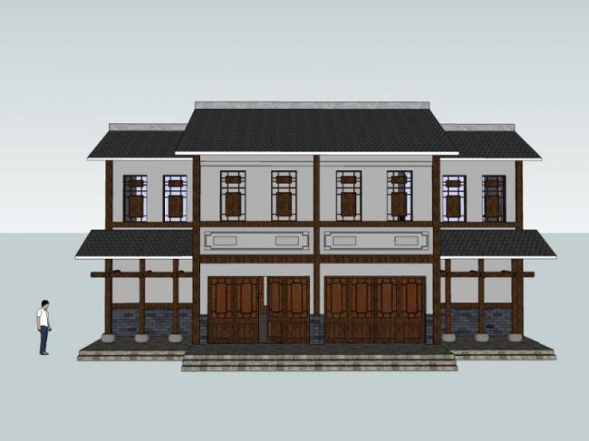 Sketchup住宅模型|多层民居，中式风格