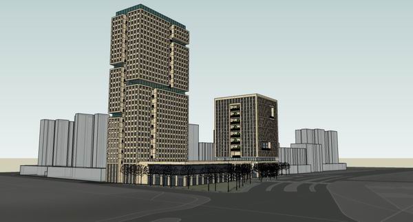Sketchup办公模型|高层办公楼，现代风格