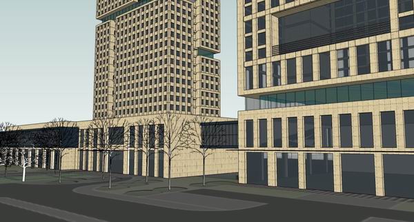 Sketchup办公模型|高层办公楼，现代风格