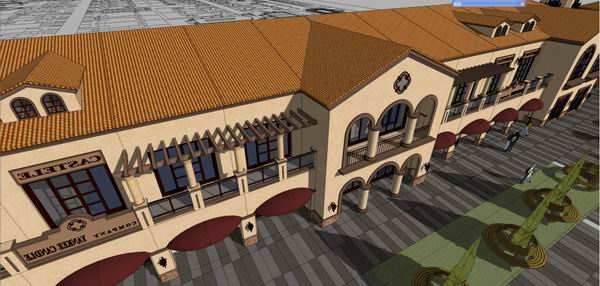 Sketchup商业模型|多层商业街，西班牙古典风格