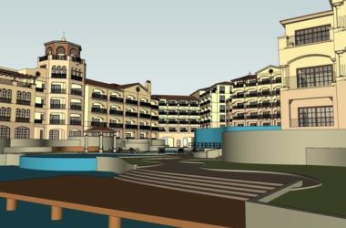 Sketchup酒店模型|多层度假酒店，西班牙古典风格-BIM建筑网