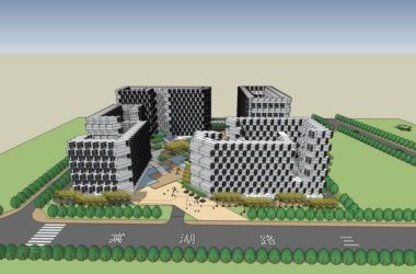 Sketchup办公模型|高层办公楼，现代风格-BIM建筑网