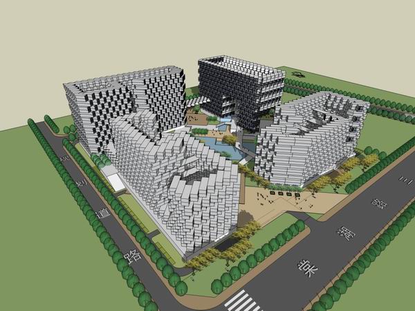 Sketchup办公模型|高层办公楼，现代风格