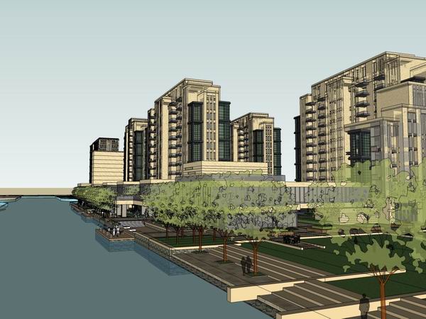 Sketchup住宅模型|多层高层住宅，古典风格