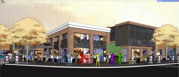 Sketchup商业模型|多层商业街，步行街，现代风格