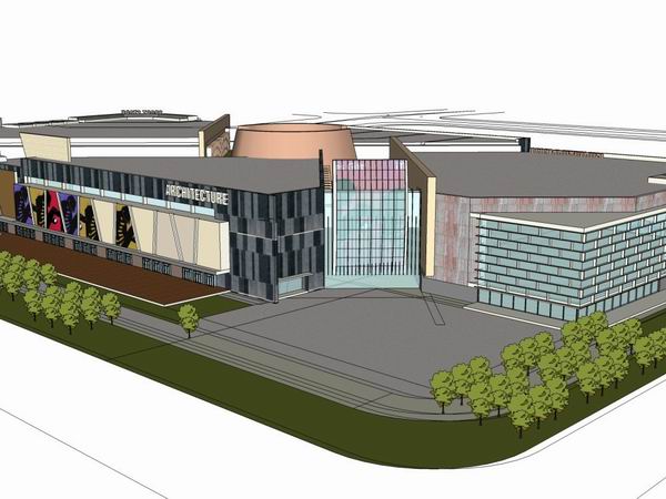 Sketchup商业模型|多层商业街，步行街，现代风格