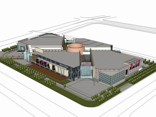 Sketchup商业模型|多层商业街，步行街，现代风格