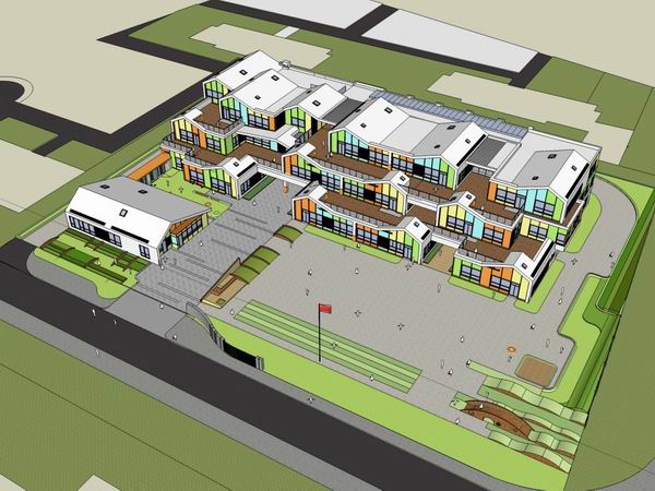 Sketchup学校模型|多层学校幼儿园，校园教育建筑，现代风格