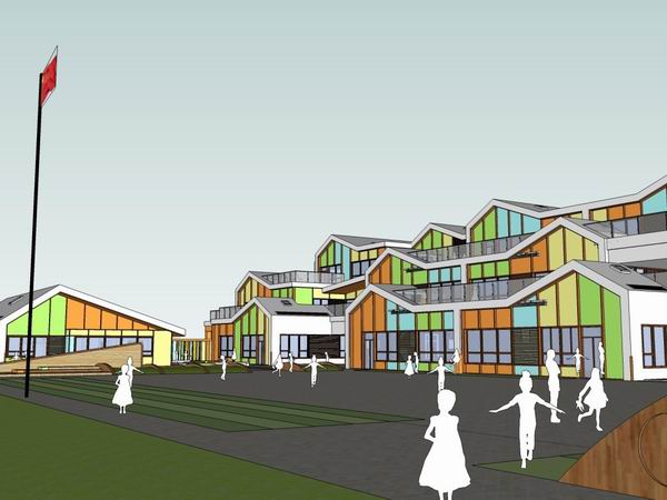 Sketchup学校模型|多层学校幼儿园，校园教育建筑，现代风格