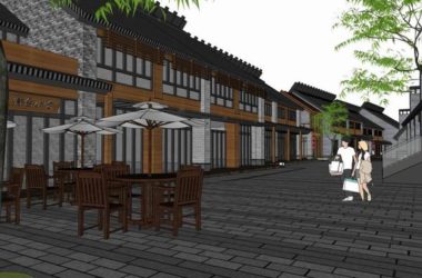 Sketchup商业模型|多层商业街，步行街，中式古典风格-BIM建筑网