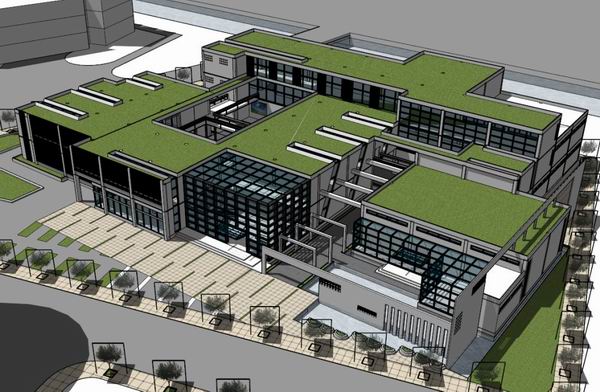 Sketchup文化模型|多层图书馆，文化建筑，现代风格